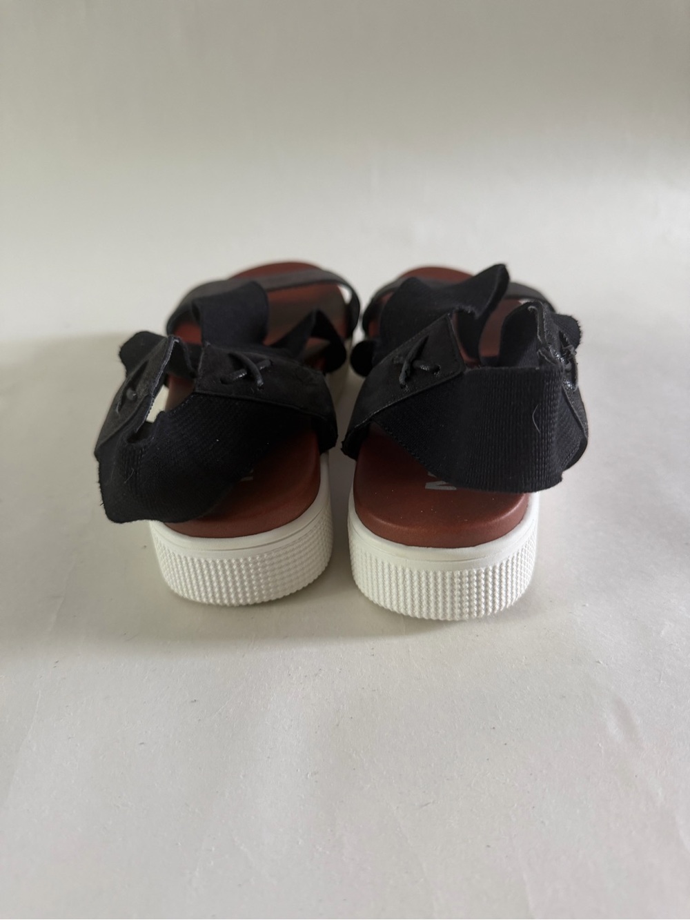 MIA Black Strappy Elastic Platform Sandals with White Sole - Picture 4 of 5